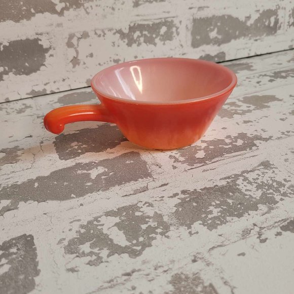 2318 Anchor Hocking Fire King Flame Orange 10oz Handled Soup Cup - Picture 2 of 4